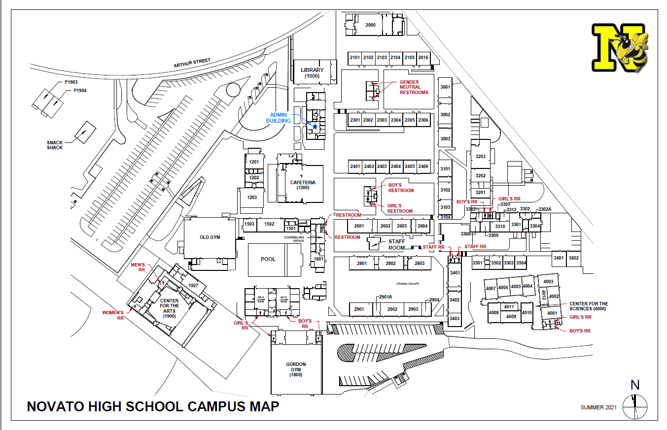 Novato High School Campus Map as of 7.15.21